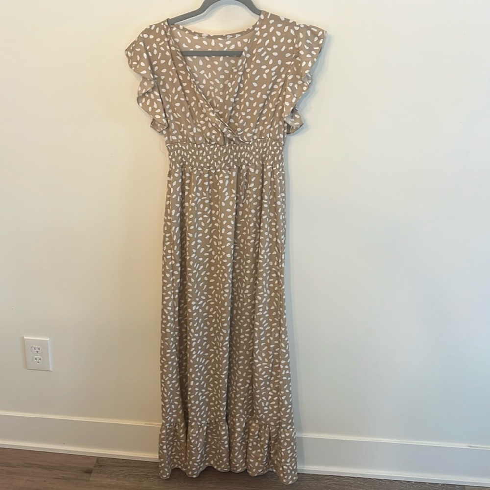 SHEIN Clasi Allover Print Ruffle Trim Shirred Waist Dress